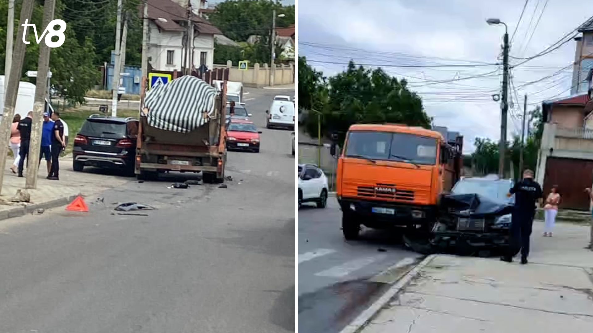 TV8 md VIDEO Alt accident la Durlești Un Mercedes făcut zob după