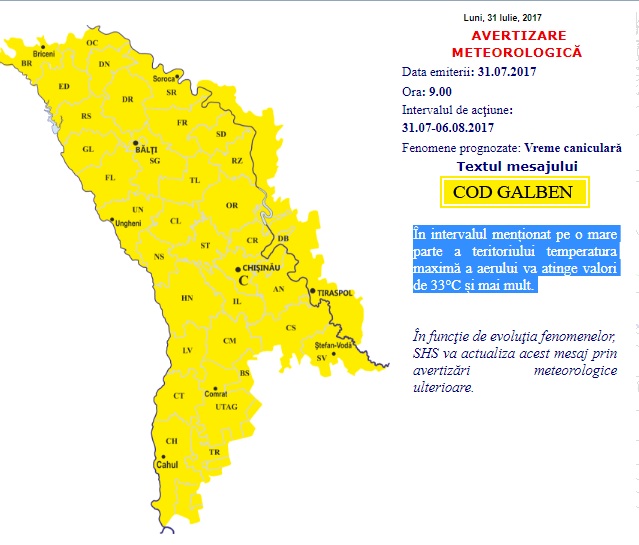 Cod Galben de caniculă: Temperaturi de până la 37 de grade Celsius