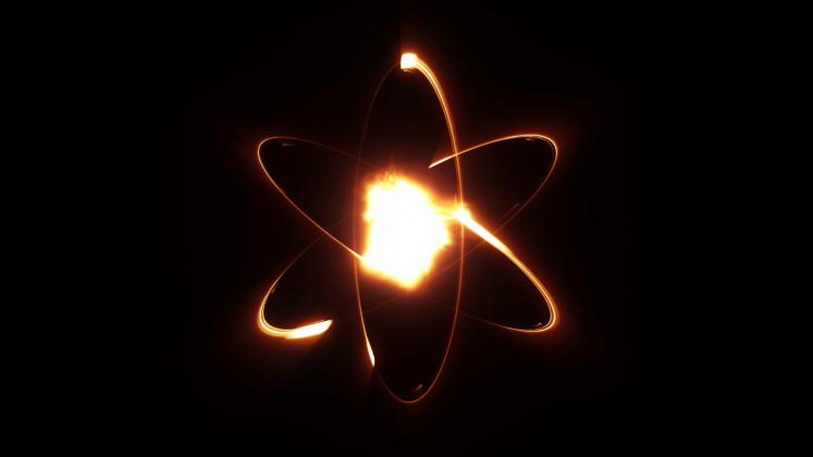 neon-lights-atom-model-fire-atom-around-nucleus-on-black-background-concept-of-scienceenergymatter
