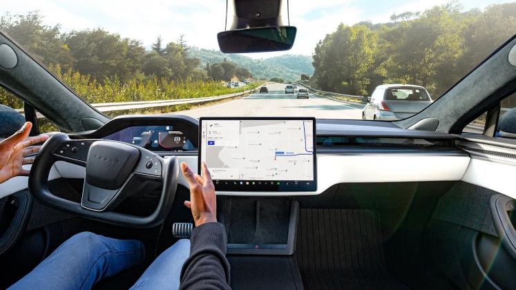 tesla car driving