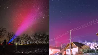 /FOTO/ Imagini ca din poveste în Moldova și România: Aurora boreală a făcut spectacol de culori pe cer