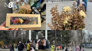 /VIDEO/ Înghesuială după agheasmă. Zeci de enoriași s-au îmbulzit în scuarul Catedralei, în ajun de Bobotează