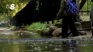 /VIDEO/ La școală cu „barca”: Ploile au transformat unele străzi din Chișinău în lacuri