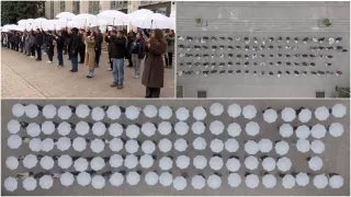 /ФОТО/ В Кишинёве прошёл флешмоб с белыми зонтами против плагиата и взяток в вузах