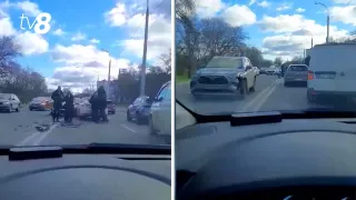 /ВИДЕО/ В Кишиневе на Албишоаре столкнулись три автомобиля: на месте образовались пробки