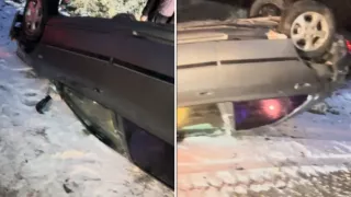 /VIDEO/ Mașină răsturnată într-o curbă periculoasă la Rezina: O tânără a ajuns la spital