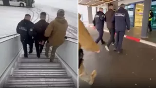 /VIDEO/ Ar fi încercat să fugă, dar poliția i-a stricat planurile: Momentul în care un bărbat bănuit de jaf este reținut în avion