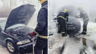 Dimineață de coșmar pentru o șoferiță: Automobilul i-a luat foc după ce și-a dus copiii la grădiniță