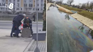 /ВИДЕО/ Масляные пятна на реке Бык: специалисты ищут источник загрязнения и незаконные сливы