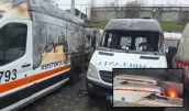 /ВИДЕО/ В Кишинёве микроавтобус без водителя завелся, поехал и загорелся. Огонь забрал еще четыре скорых  