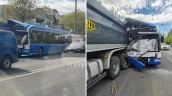 /VIDEO/ Accident violent în Chișinău: Opt răniți după ce un troleibuz s-a lovit de un camion