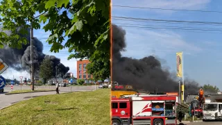 В Кишиневе загорелся склад с техникой, шинами и запасами масла