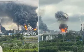 /ВИДЕО/ Москва пережила одну из крупнейших атак украинских беспилотников: под удар снова попал НПЗ в Капотне