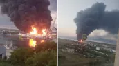 /ВИДЕО/ Дроны атаковали порты Керчь и Кавказ: загорелись нефтетерминалы, паромные перевозки остановлены