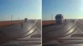 /VIDEO/ Copil căzut dintr-o dubă, la un pas să fie lovit de un TIR: Momentul, surprins pe un drum din Tulcea