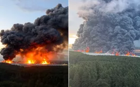 /ВИДЕО/ Украинские дроны атаковали склады в подмосковных Подольске и Домодедово: начались пожары