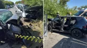 /VIDEO/ Accident violent la Anenii Noi: Trei persoane, inclusiv doi polițiști, au fost grav rănite. Momentul impactului