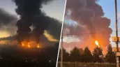 /ВИДЕО/ Массированная атака дронов на Москву и Подмосковье: загорелась крупная нефтебаза, есть погибшие