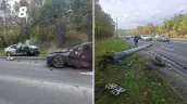 /VIDEO/ Accident cu trei mașini la Ciocana: Două persoane au ajuns la spital, iar un stâlp electric a fost doborât