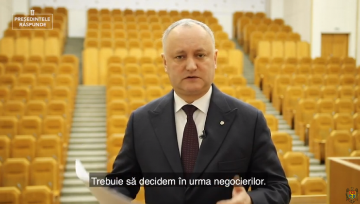 Президент РМ Игорь Додон. Screenshot: youtube/Președintele Igor Dodon