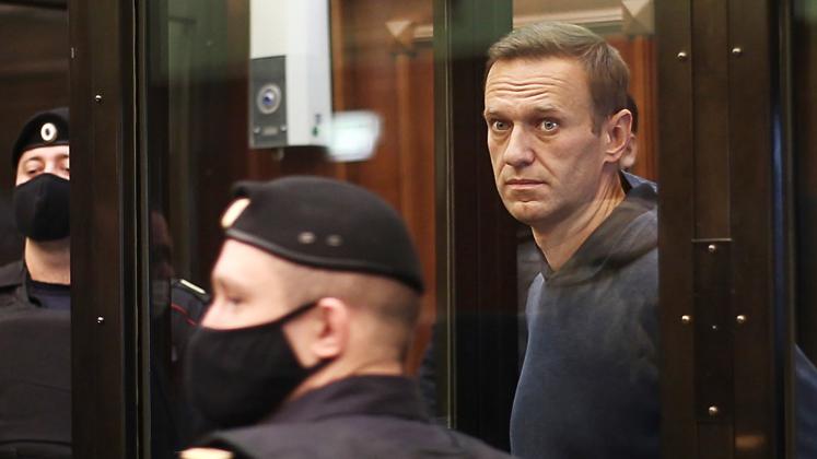 MOSCOW, RUSSIA Ч FEBRUARY 2, 2021: Pictured in this image is opposition activist Alexei Navalny (R back) at Moscow City Court during a Simonovsky District Court hearing into an application by the Russian Federal Penitentiary Service to convert his suspend
