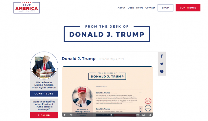 Скриншот: donaldjtrump