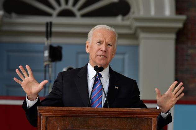 CAMBRIDGE, MA - MAY 24:  Former Vice President Joseph Biden speaks at the Harvard College Class of 2017 Class Day Exercises at Harvard University on May 24, 2017 in Cambridge, Massachusetts. Biden implored graduating students to become involved and paraph