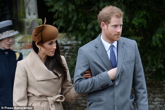 Meghan Markle and Prince Harry leaves the Christmas Day morning church service at St Mary Magdalene Church in Sandringham, Norfolk. PRESS ASSOCIATION Photo. Picture date: Monday December 25, 2017. Photo credit should read: Joe Giddens/PA Wire