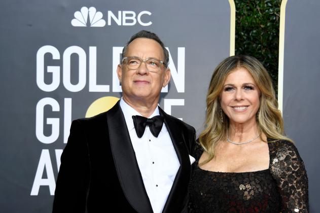 BEVERLY HILLS, CALIFORNIA - JANUARY 05: 77th ANNUAL GOLDEN GLOBE AWARDS -- Pictured: (l-r) Tom Hanks and Rita Wilson arrive to the 77th Annual Golden Globe Awards held at the Beverly Hilton Hotel on January 5, 2020. -- (Photo by: Kevork Djansezian/NBC/NBC