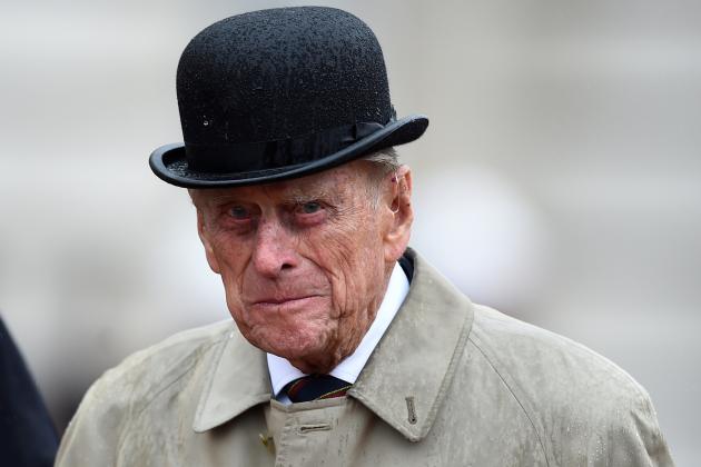 LONDON, ENGLAND - AUGUST 2: Prince Philip, Duke of Edinburgh, (C) in his role as Captain General, Royal Marines, makes his final individual public engagement as he attends a parade to mark the finale of the 1664 Global Challenge, on the Buckingham Palace