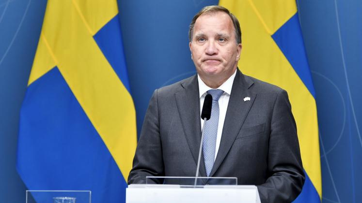 Sweden's Prime Minister Stefan Lofven during a media conference after the no-confidence voting in the Swedish Parliment, Stockholm, Monday June 21, 2021. Stefan Lofven, Sweden’s Social Democratic prime minister since 2014, lost a confidence vote in parli