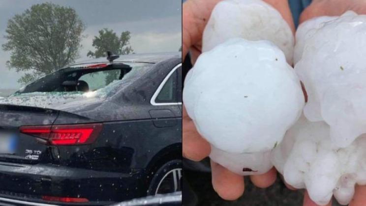 A căzut grindină de mărimea unei mingi de tenis în timpul unei furtuni în nordul Italiei, iar multe mașini pe autostradă au fost avariate. Foto: italy24news