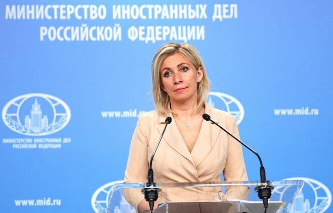 MOSCOW, RUSSIA - APRIL 9, 2021: Russian Foreign Ministry Spokeswoman Maria Zakharova during a press briefing on Russia's current foreign policy. Russian Foreign Ministry/TASS