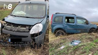 /VIDEO/ Un automobil a rămas fără bara de protecție, după ce a derapat de pe traseu: Accident la intrarea în Opaci