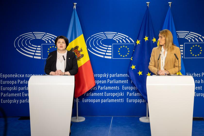 Метсола на совместном брифинге с Гаврилицей: "Молдова заслуживает стать частью Евросоюза"