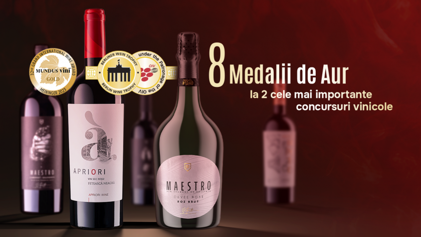 Rezultate remarcabile pentru Apriori Wine: 8 medalii de aur la două dintre cele mai prestigioase concursuri din lumea vinului /P/