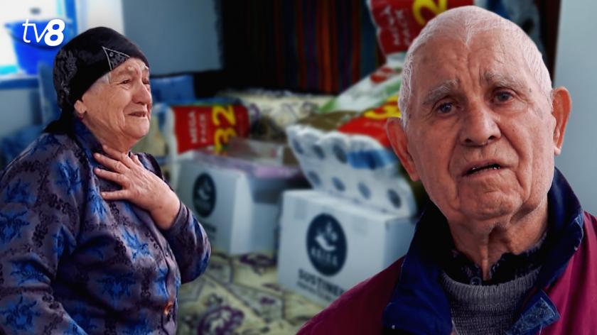 Bucurii pentru eroii campaniei „Bătrânii noștri”. TV8 le-a bătut la ușă cu daruri de la parteneri și alți oameni generoși