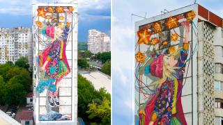/VIDEO/ Speranța renăscută într-o operă monumentală: O uriașă pictură murală încântă locuitorii din sectorul Botanica al Capitalei