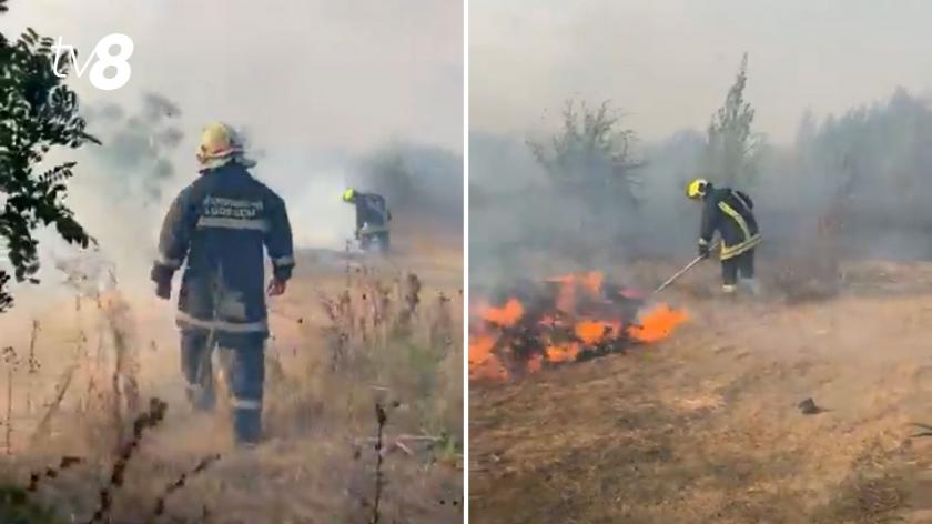 Incendiu de proporții la Strășeni! Zeci de hectare de vegetație uscată au fost distruse de flăcări