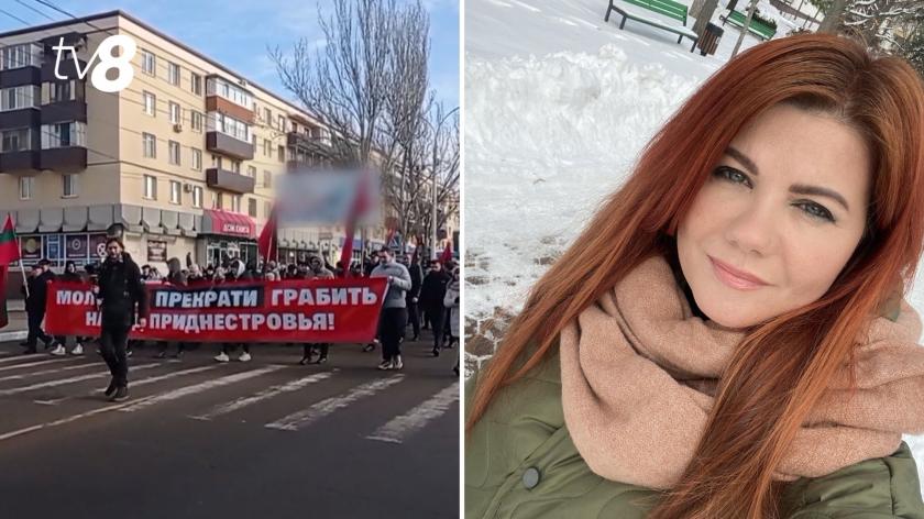 /ULTIMA ORĂ/ Reportera TV8, Viorica Tătaru, a fost reținută la Tiraspol. Filma protestul organizat de autoritățile separatiste