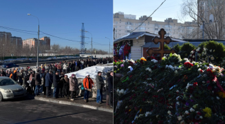 /ВИДЕО/ К могиле Алексея Навального вновь выстроилась очередь: люди продолжаю нести цветы и записки
