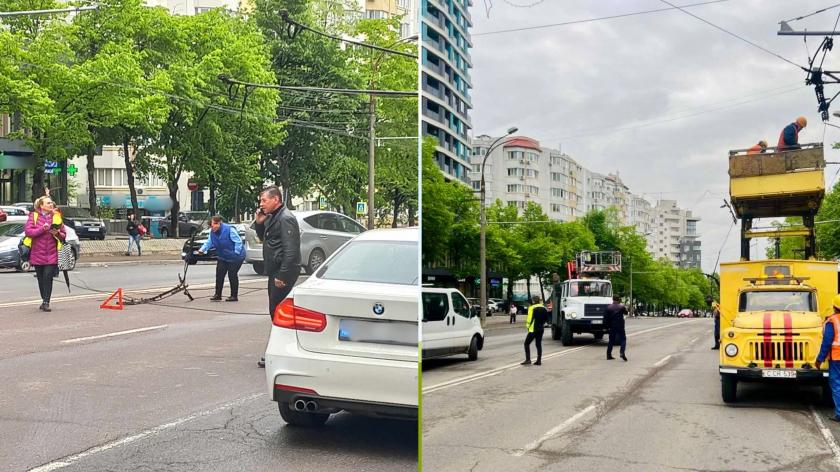 /VIDEO/ Întârzieri de până la 20 de minute: Orarul troleibuzelor din Chișinău a fost perturbat după un deranjament la rețeaua de contact