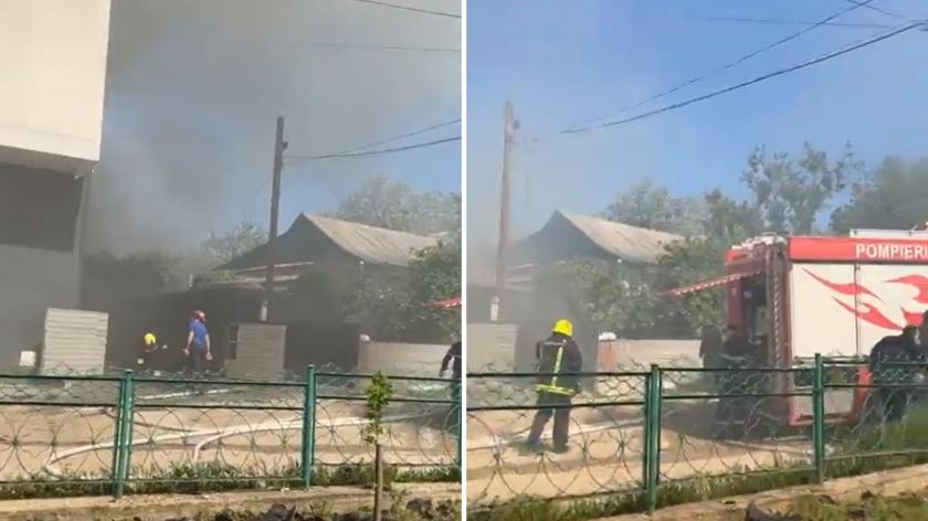 /VIDEO/ Incendiu de proporții la Căușeni. Cinci echipe de pompieri au stins focul din restaurantul unui supermarket