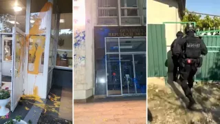 /VIDEO/ Sediul Guvernului, vandalizat noaptea: Poliția a reținut 2 bărbați instruiți la Moscova pentru destabilizări