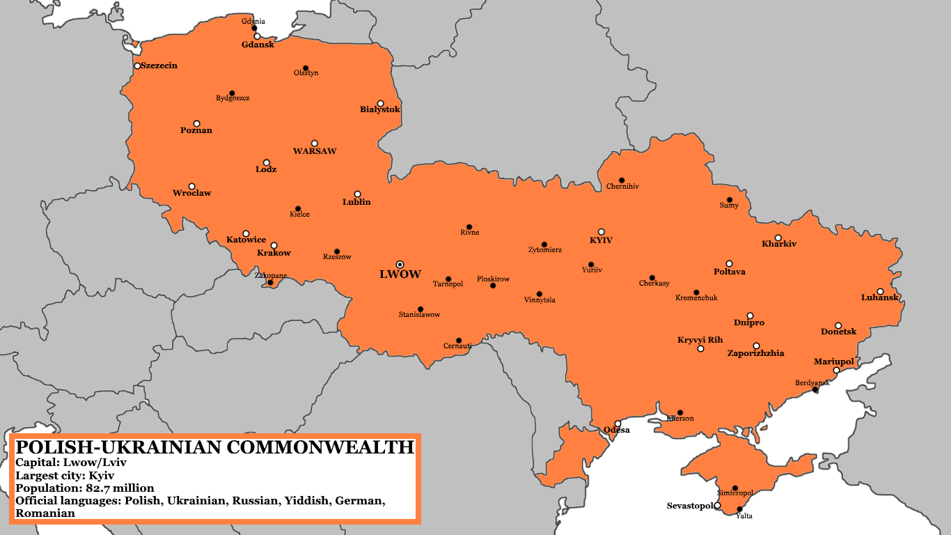 карта украины и польши