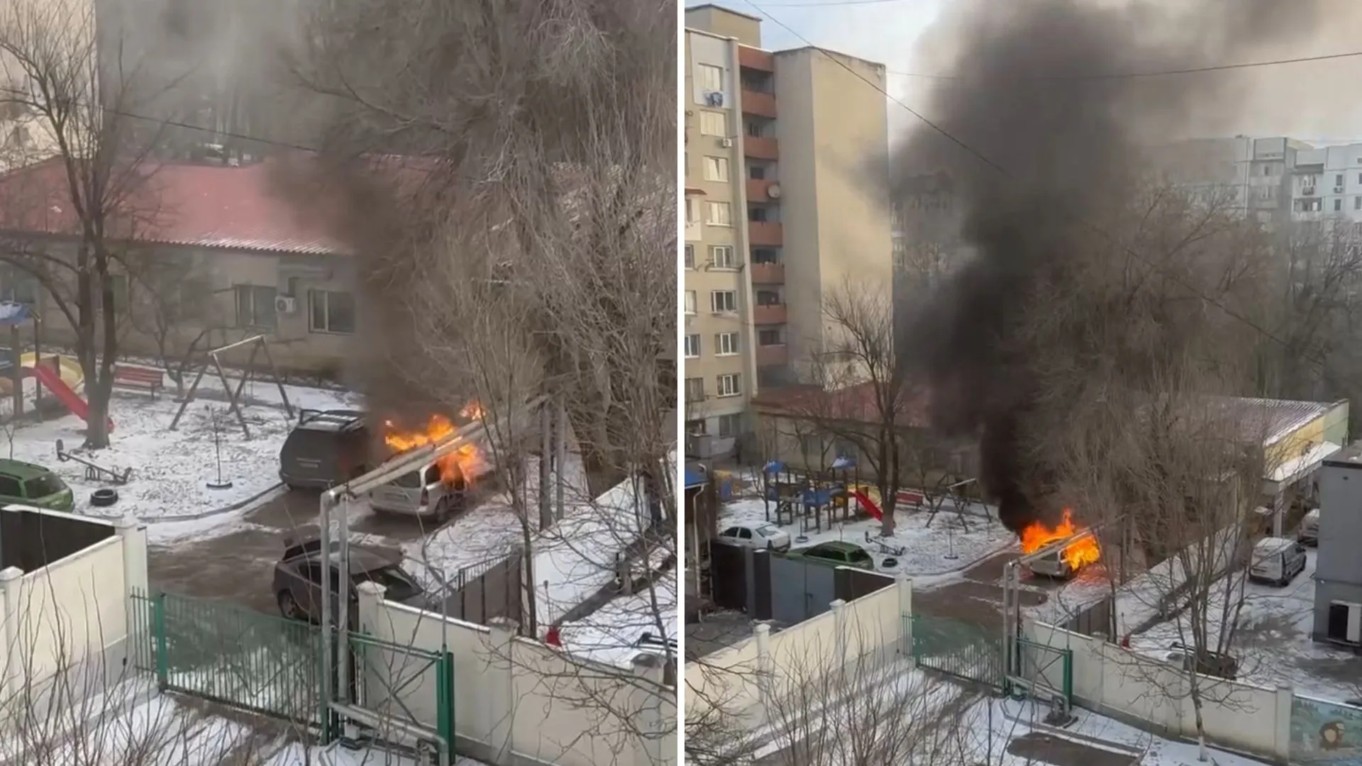 /VIDEO/ Dimineață cu ghinion: O mașină a fost mistuită de flăcări la Costiujeni