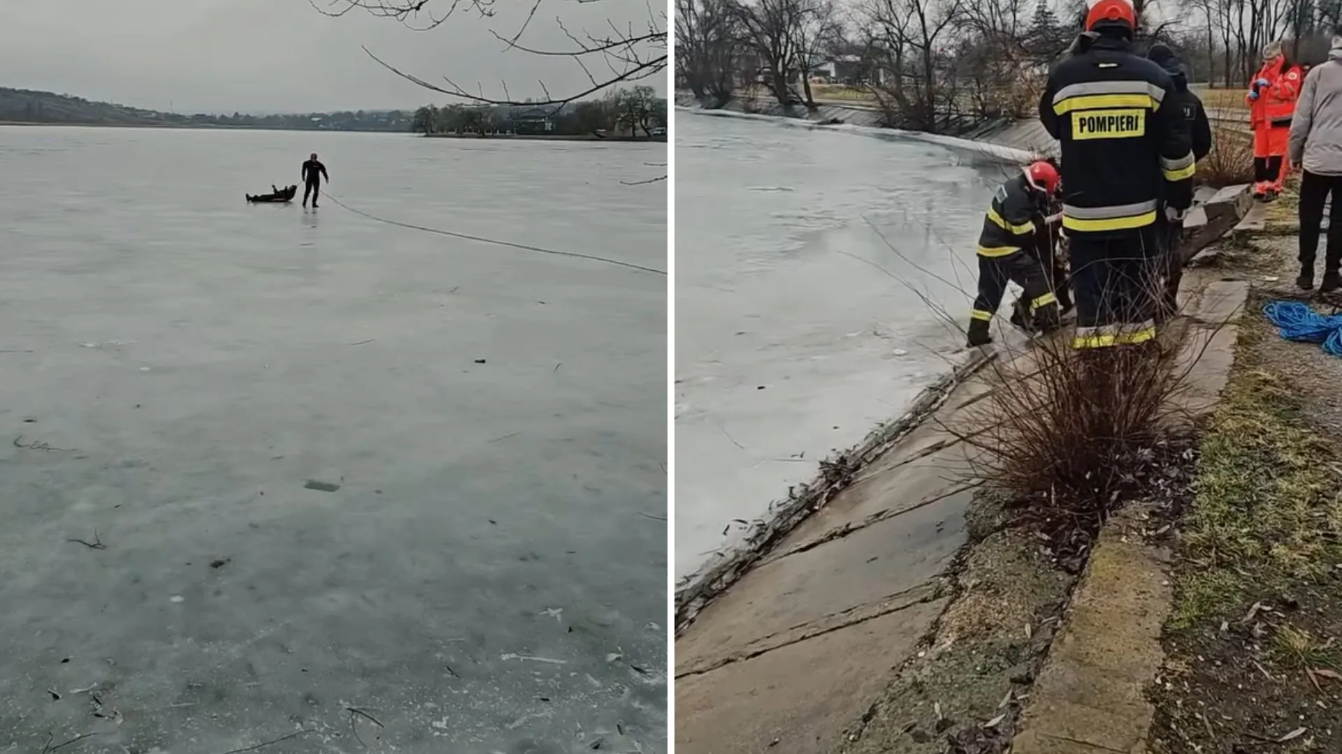 /VIDEO/ Beat și blocat pe gheață: Un bărbat a fost salvat de pe Lacul Orășenesc din Bălți