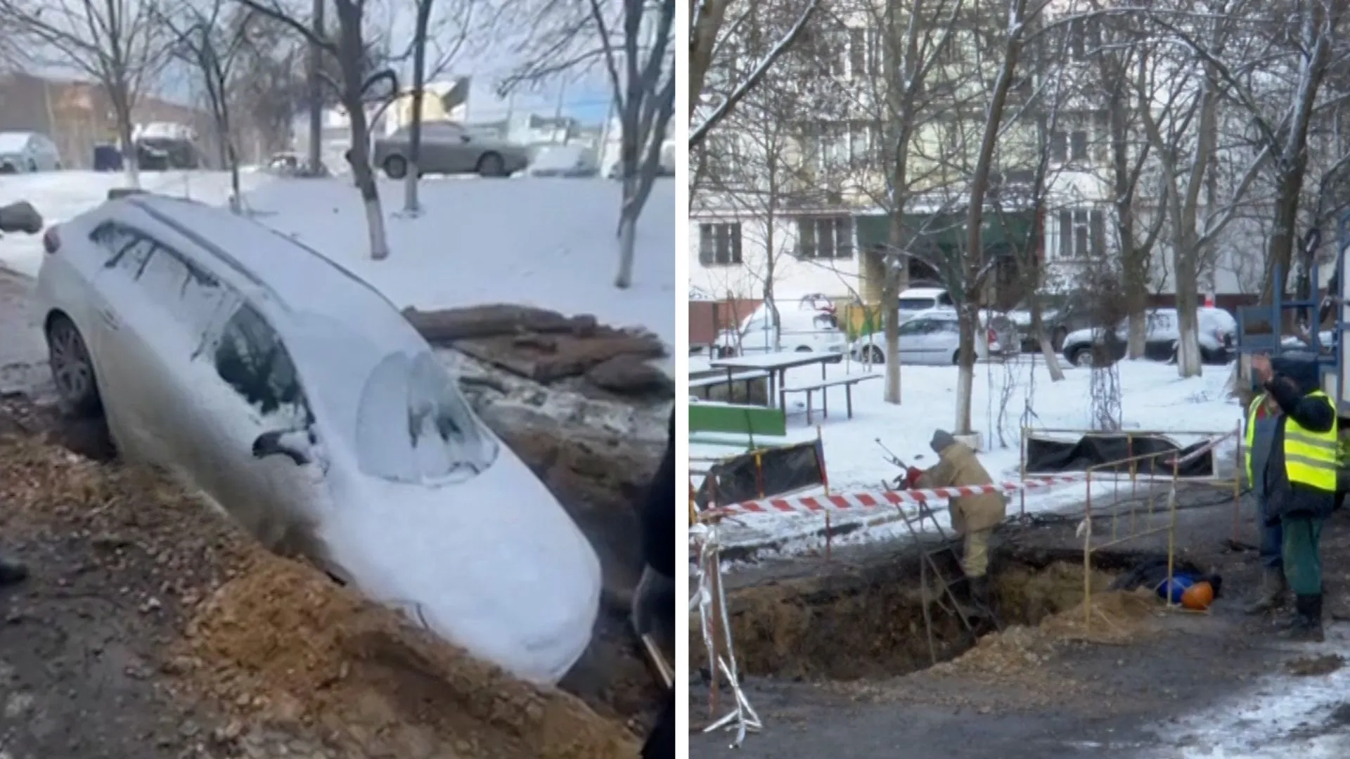 /VIDEO/ Cum a ajuns o mașină într-o groapă uriașă la Chișinău: „Mai nu i-am dat cu lopata peste parbriz”