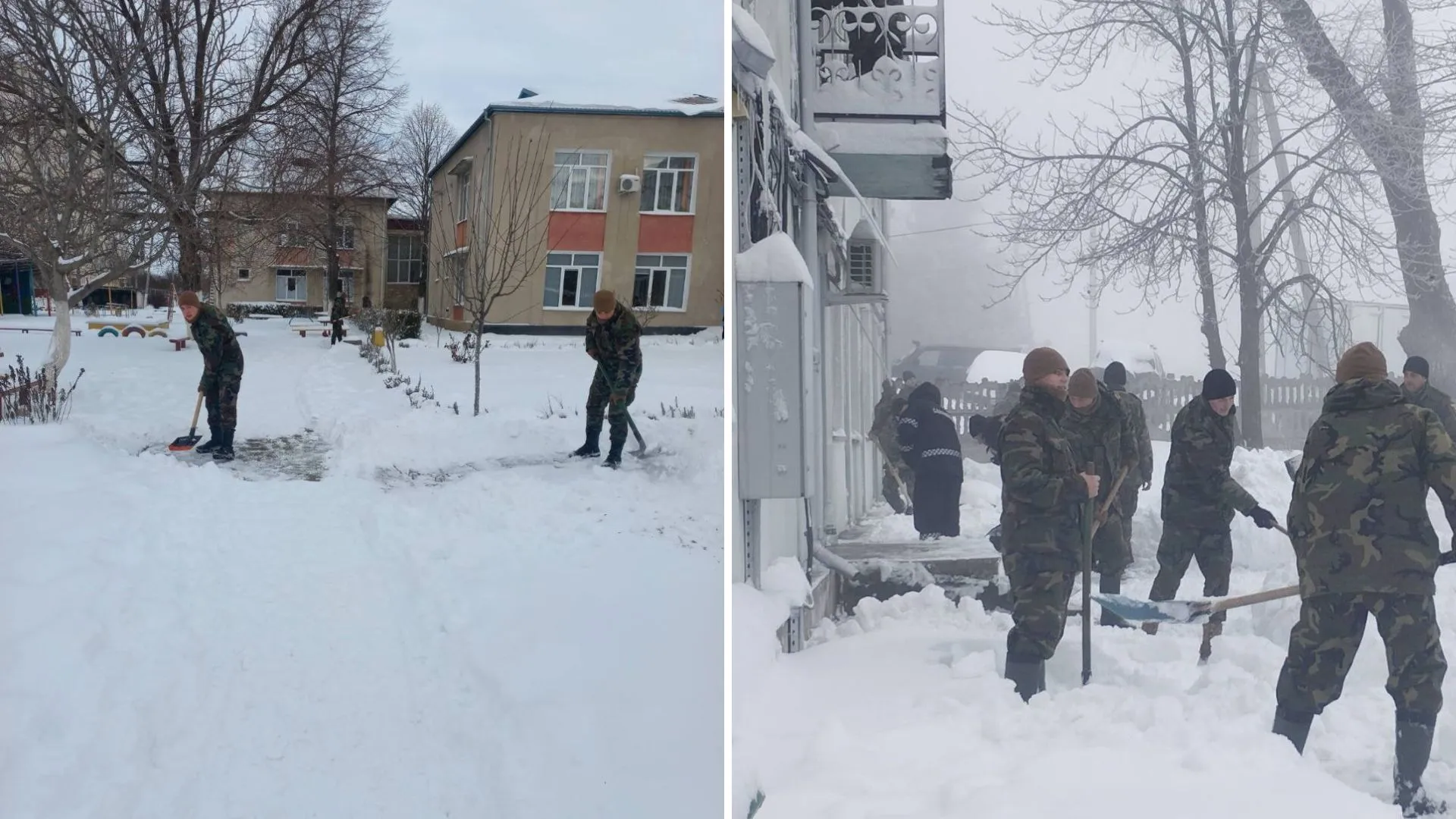 /FOTO/ Militarii luptă cu zăpada în sudul Moldovei: Intervenții la Cahul și Căușeni