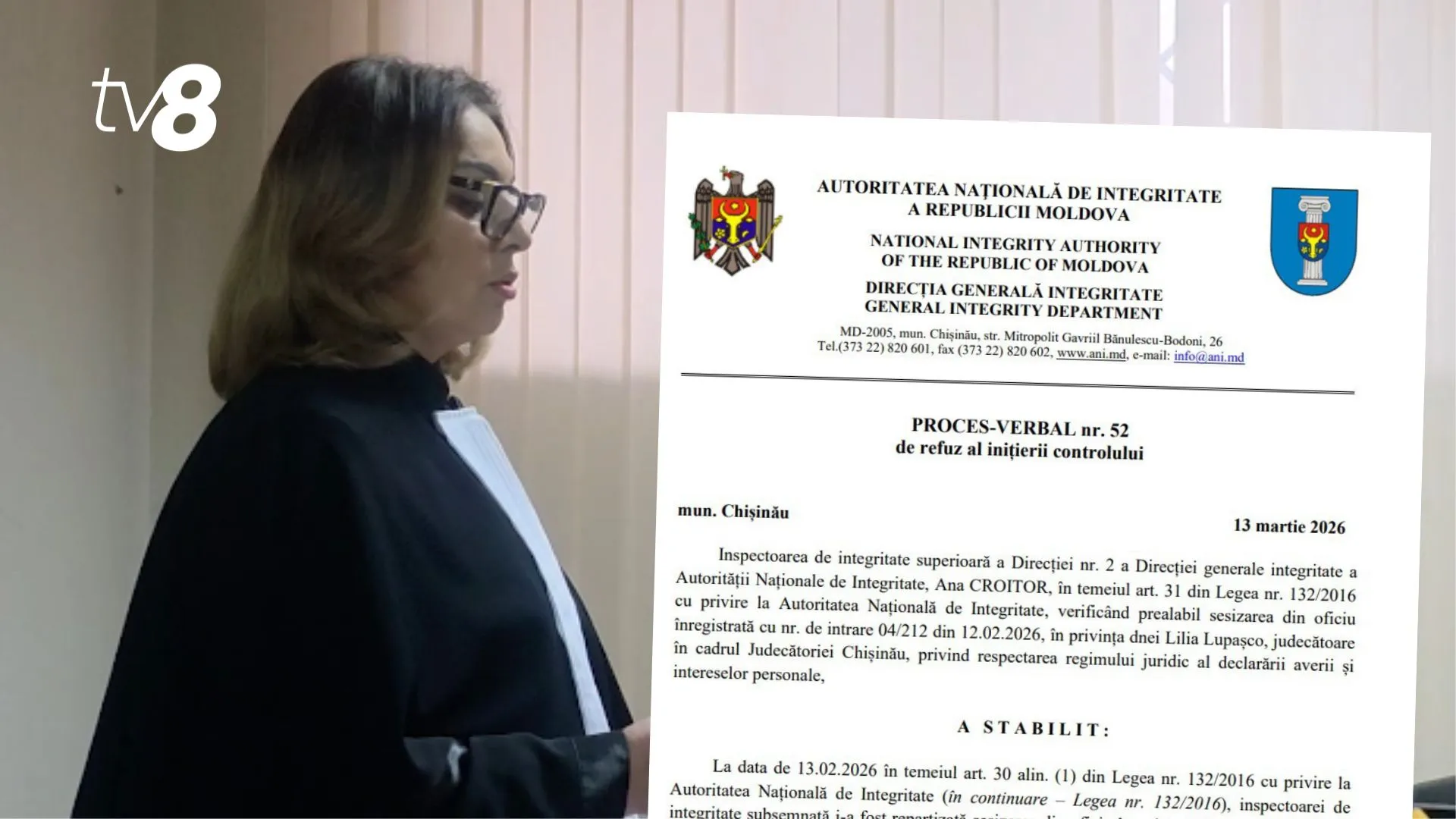 /DOC/ ANI nu va verifica averea judecătoarei Lilia Lupașco: L-a condamnat în primă instanță pe Nicanor Ciochină